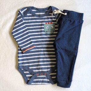 NEW rene rofe matching outfit set striped bodysuit & joggers 6-9 months baby boy